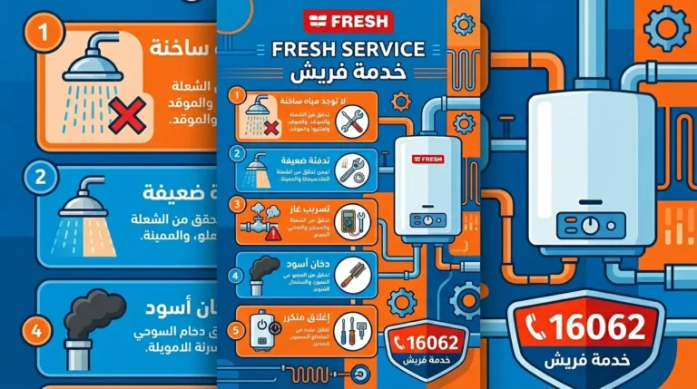 إنفوجرافيك يوضح أشهر أعطال سخان فريش الغاز وأسبابها وحلولها في المهندسين