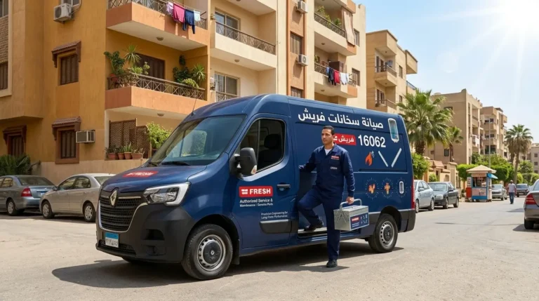 سيارة مركز صيانة سخانات فريش المعتمد برقم 16062 لخدمة منزلية فورية